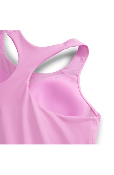 Shop Nike Dri-fit Swoosh Bra Racerback Tank In Playful Pink/white