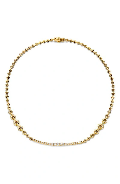 Shop Dries Criel Diamond Bar Chain Necklace In Yellow Gold