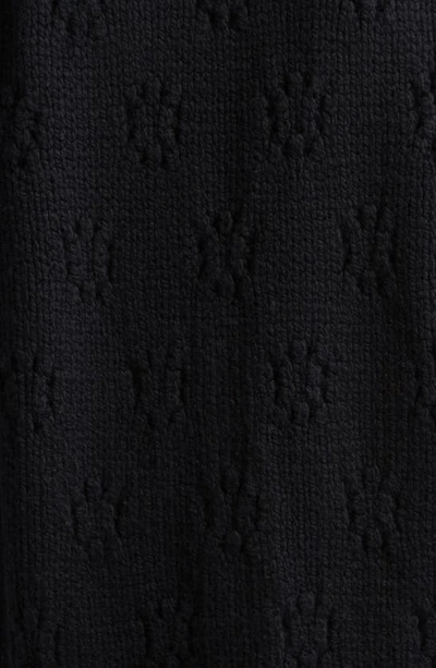 Shop Maison Margiela Floral Pointelle Wool V-neck Cardigan In Black