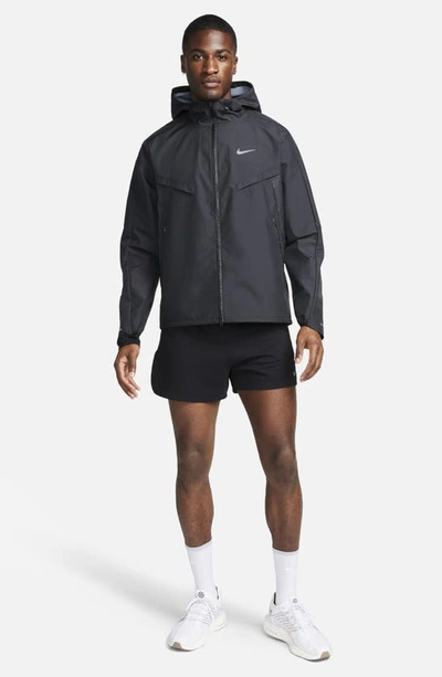 Shop Nike Windrunner Water Repellent Hooded Jacket In Black/ Black