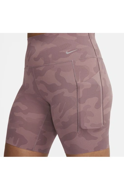 Shop Nike Universa Dri-fit High Rise Training Shorts In Smokey Mauve/black