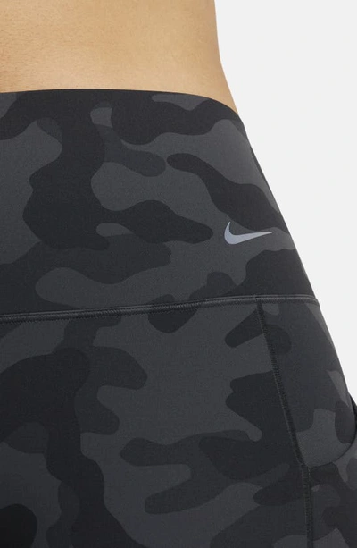 Shop Nike Universa Dri-fit High Rise Training Shorts In Off Noir/ Black