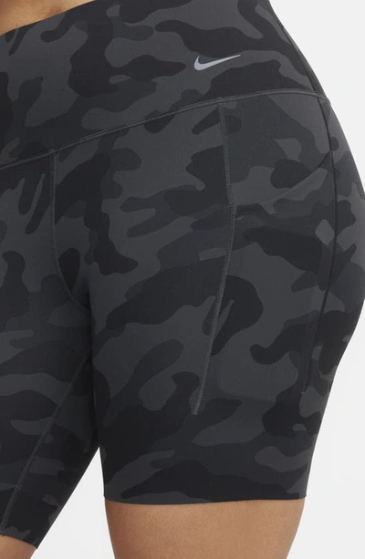 Shop Nike Universa Dri-fit High Rise Training Shorts In Off Noir/ Black