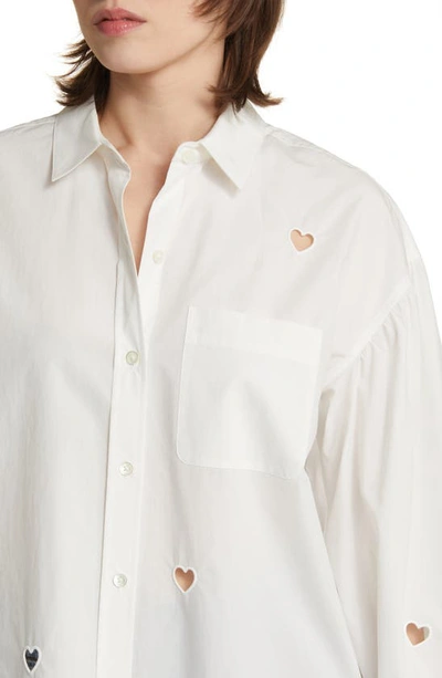 Shop Rails Janae Eyelet Hearts Cotton Blend Button-up Shirt In White Eyelet Hearts