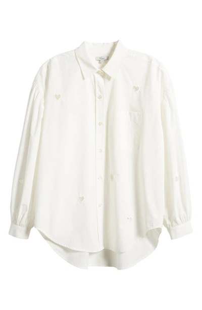 Shop Rails Janae Eyelet Hearts Cotton Blend Button-up Shirt In White Eyelet Hearts