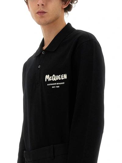Shop Alexander Mcqueen Polo With Logo In Black