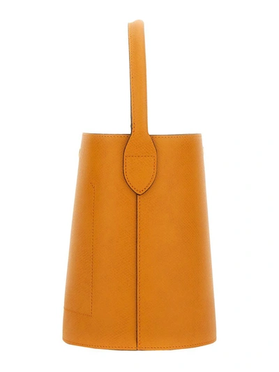 Shop Longchamp Cuir De Russie Bucket Bag In Yellow
