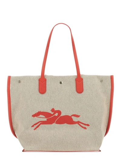 Shop Longchamp Large "roseau" Shopping Bag In Red