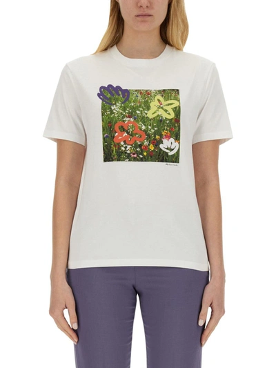 Shop Ps By Paul Smith Ps Paul Smith "wildflowers" T-shirt In White