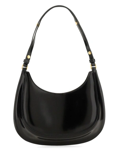 Shop Tory Burch Robinson Brushed Leather Crescent Bag In Black