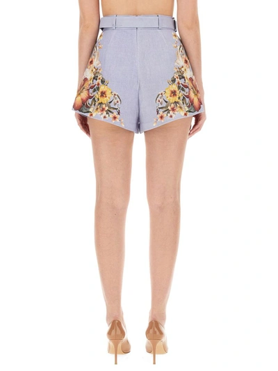 Shop Off-white Zimmermann Belted Shorts In Blue