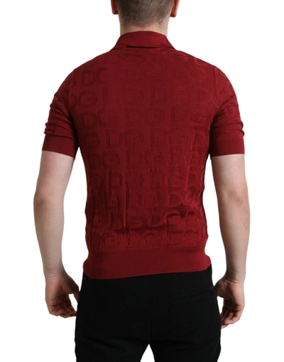 Shop Dolce & Gabbana Maroon Collared Short Sleeve Silk Men's T-shirt