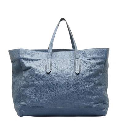Shop Gucci Abbey Blue Leather Tote Bag ()