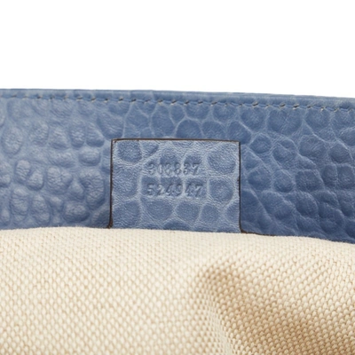 Shop Gucci Abbey Blue Leather Tote Bag ()