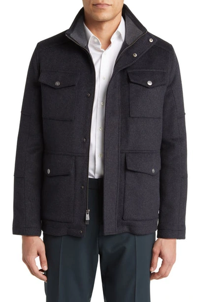 Shop Hart Schaffner Marx Greeley Wool Blend Field Jacket In Charcoal