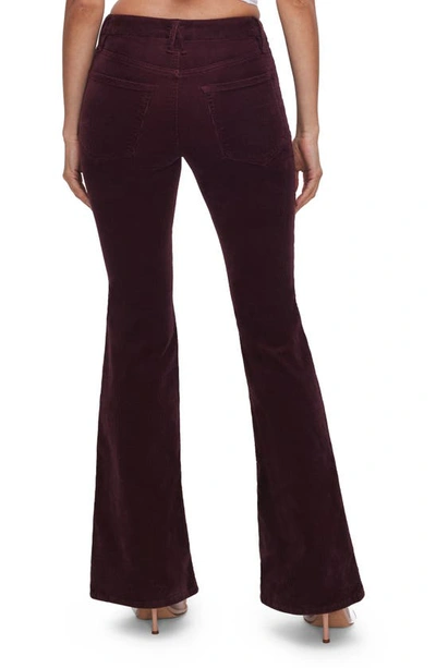 Shop Good American Good Legs Low Rise Corduroy Flare Pants In Malbec003