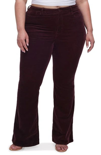 Shop Good American Good Legs Low Rise Corduroy Flare Pants In Malbec003