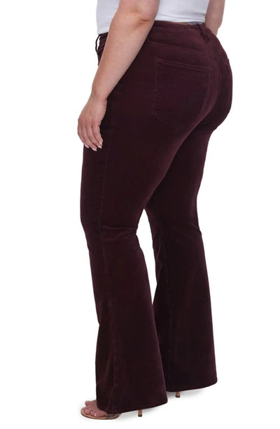 Shop Good American Good Legs Low Rise Corduroy Flare Pants In Malbec003