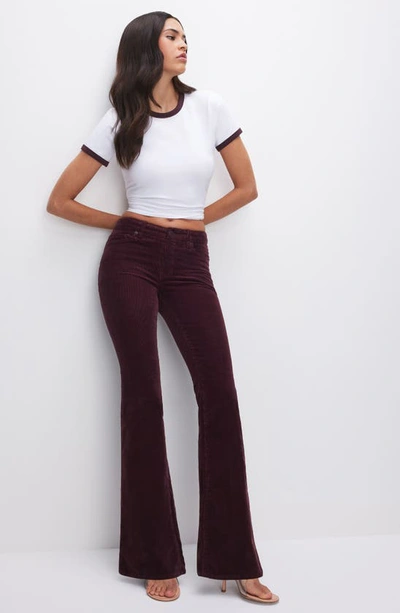 Shop Good American Good Legs Low Rise Corduroy Flare Pants In Malbec003