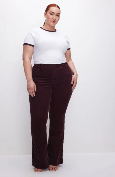 Shop Good American Good Legs Low Rise Corduroy Flare Pants In Malbec003