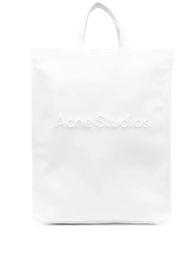 Shop Acne Studios Logo Tote Bag In White