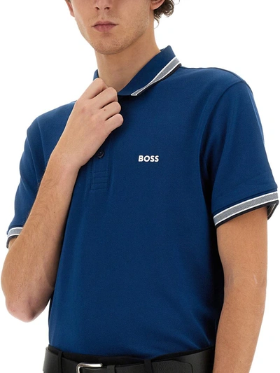 Shop Hugo Boss Boss Polo With Logo In Blue