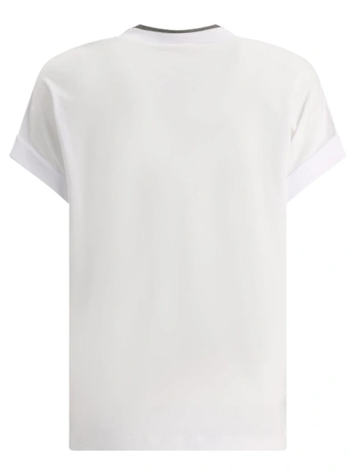 Shop Brunello Cucinelli "precious Neckline" Ribbed T-shirt In White