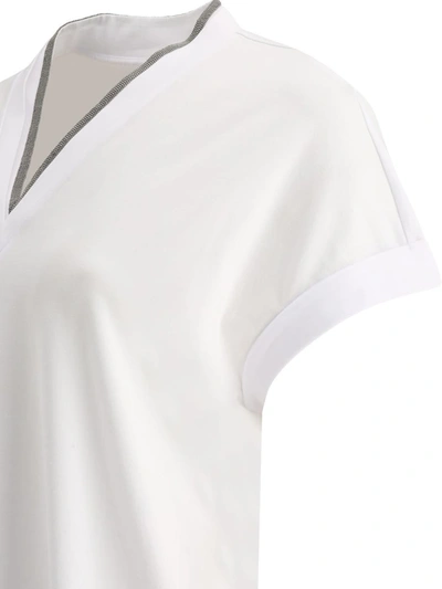 Shop Brunello Cucinelli "precious Neckline" Ribbed T-shirt In White