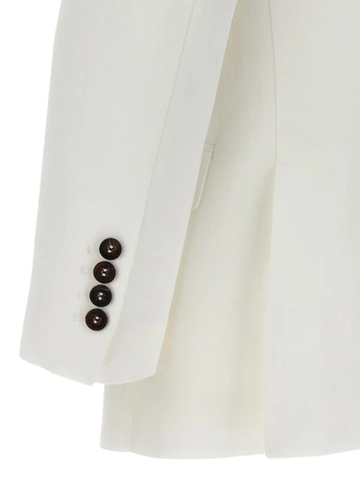 Shop Brunello Cucinelli Single-breasted Linen Blend Blazer In White