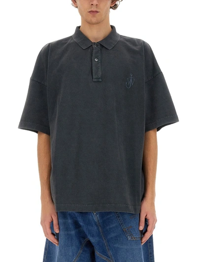 Shop Jw Anderson J.w. Anderson Polo With Logo In Grey