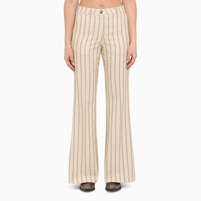 Shop Golden Goose Cream/coffee Flared Trousers In White