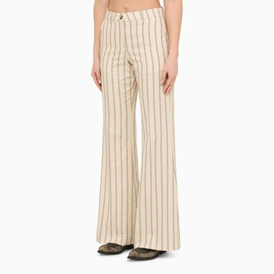 Shop Golden Goose Cream/coffee Flared Trousers In White