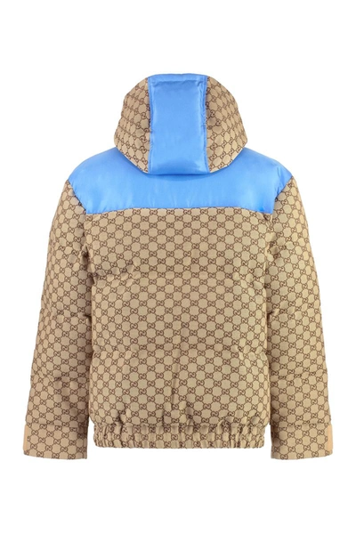 Shop Gucci Gg Fabric Down Jacket In Beige