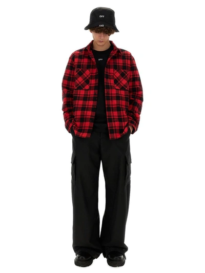 Shop Off-white Check Print Shirt In Red