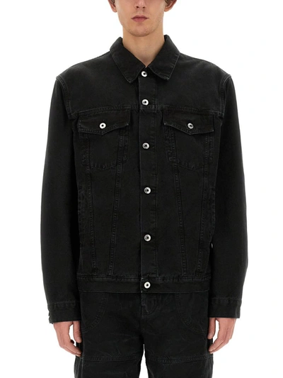 Shop Off-white Denim Shirt Jacket In Black