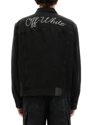 Shop Off-white Denim Shirt Jacket In Black
