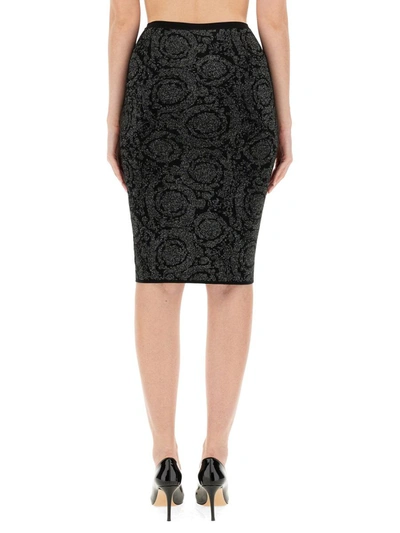 Shop Versace "baroque" Skirt In Black