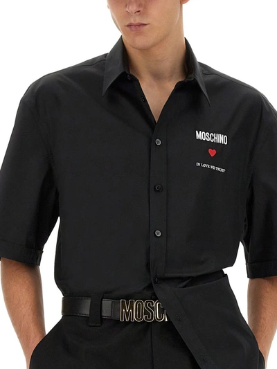 Shop Moschino Shirt With Logo In Black