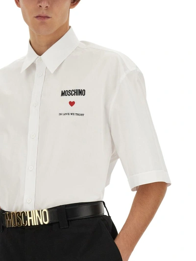 Shop Moschino Shirt With Logo In White