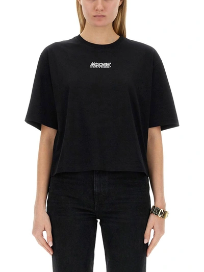 Shop Moschino T-shirt With Logo In Black