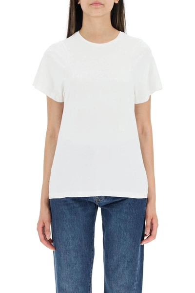 Shop Totême Toteme Monogram-embroidered Curved T-shirt In White