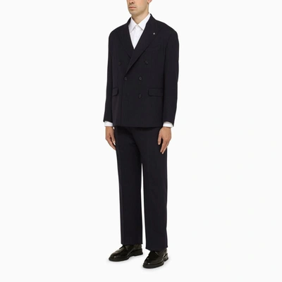 Shop Tagliatore Blend Double-breasted Suit In Blue