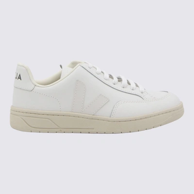 Shop Veja White Leather V-123 Sneakers In Extra-white