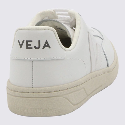 Shop Veja White Leather V-123 Sneakers In Extra-white