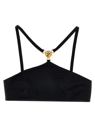 Shop Versace 'medusa '95' Bikini Top In Black