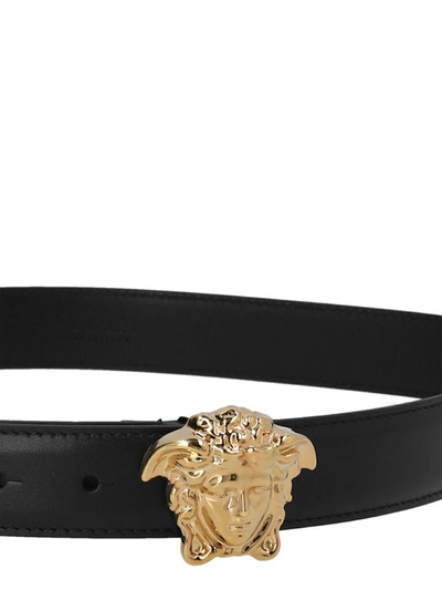 Shop Versace 'medusa' Belt In Black