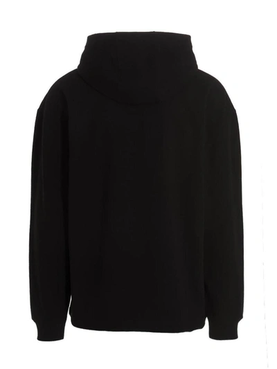 Versace Hooded Cotton Logo Sweatshirt In Black