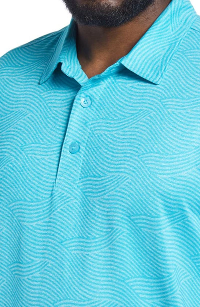 Shop Cutter & Buck Forge Stretch Wave Print Polo Shirt In Submerge Heather
