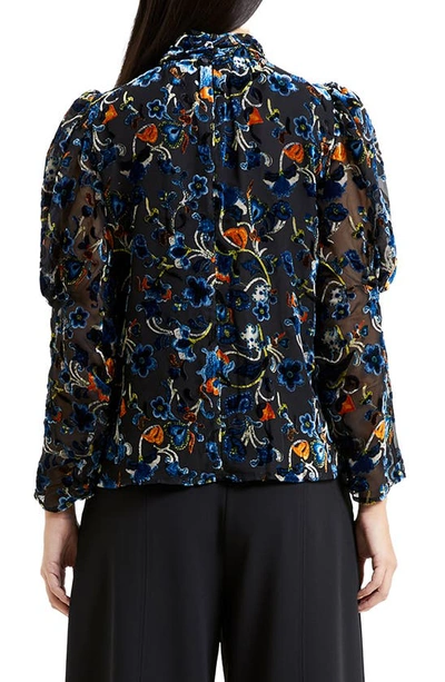 Shop French Connection Avery Paisley Velvet Burnout Top In Blackout