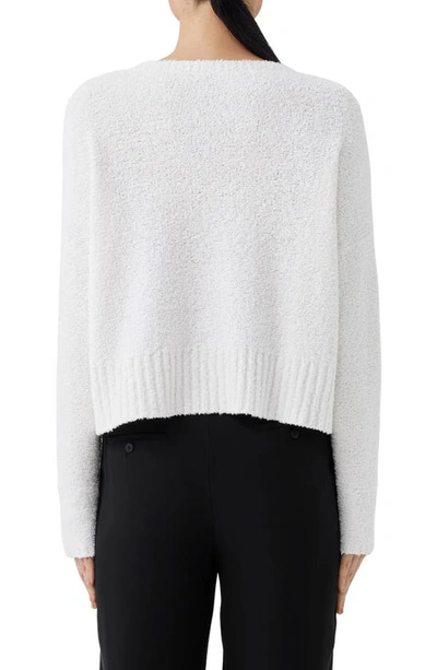 Shop Eileen Fisher Crewneck Boxy Organic Cotton Blend Sweater In White